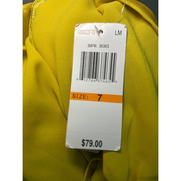 NWT GB Gianni Bini One Shoulder Dress Party Cocktail Embellished Yellow‎ Size 7 - Picture 7 of 10